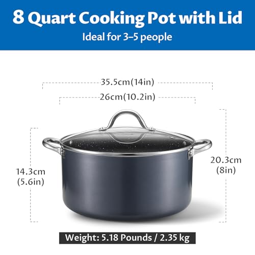 BEZIA 8 Quart Nonstick Stock Pot with Lid, Induction Compatible Cooking Pot - Image 2