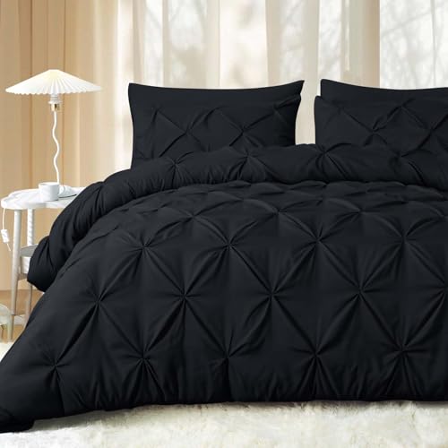 JOLLYVOGUE Queen Comforter Set 7 Pieces - Bed in a Bag Queen for All Season, Pintuck Bedding...