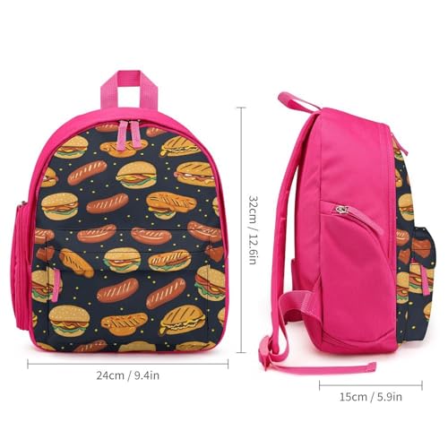 Hot Dogs Chicken Drumsticks Burgers Cute Backpack Small Daily Daypack Travel Shoulder Bag with Adjustable Strap Graphic Print2