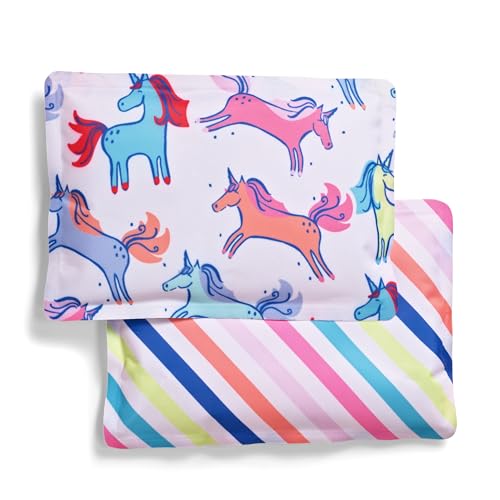 Image of Cool Coolers by Fit & Fresh 2 Pack Soft Ice, Flexible Stretch Nylon Reusable Ice Packs for Lunch Boxes & Coolers, Unicorn Stripe