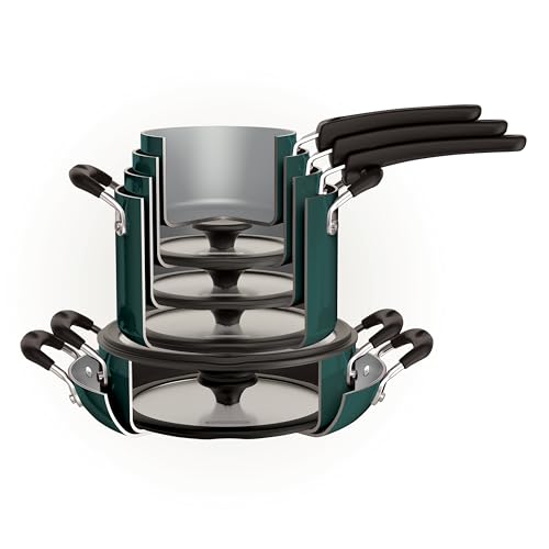 Image of Tramontina Ceramic Non Stick 11-Piece Nesting Pots and Pans Set - Teal