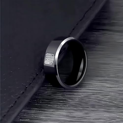 Anime Wings of Freedom Ring, Tungsten Carbide Ring, Black2