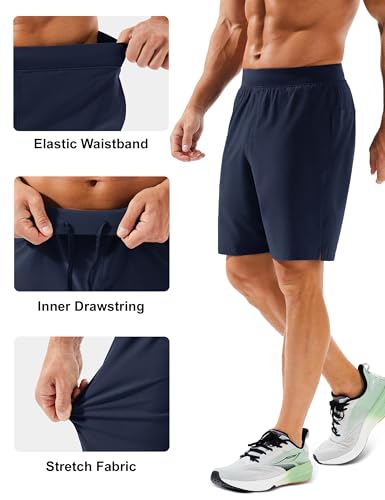 MAGCOMSEN Men's Athletic Running Shorts 8" Quick Dry Lightweight Workout Gym Sports Hiking Shorts UPF 50+ with 3 Pockets4