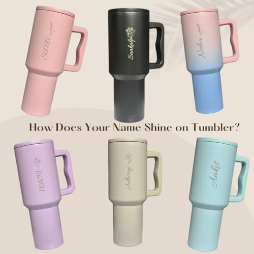 Image of VOLITO Personalised 1200ml Steel Insulated Tumbler with Straw | Personalized Tumbler + Crochet Flower Bouquet Gift for Birthdays, Weddings, Anniversaries - Gift for Women, Men, and Girls (BlackPetal)