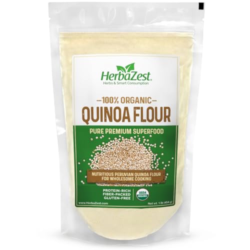 HerbaZest Organic Quinoa Flour – 1 lb (16 oz) – Complete Protein ...