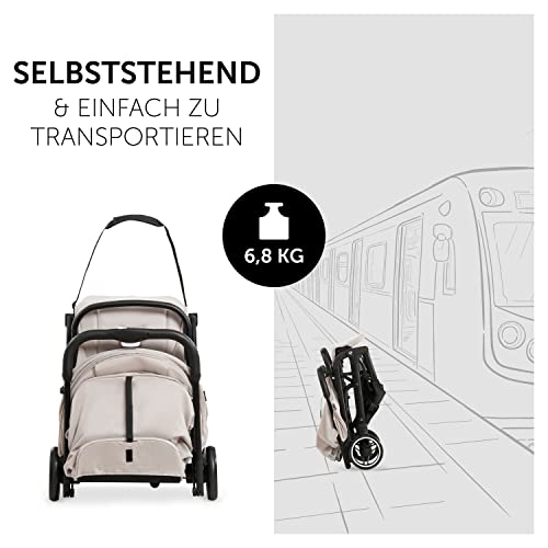 hauck Travel N Care, Beige - Reise Buggy für Kinder ab Geburt bis 22 kg - mit Liegefunktion - Leicht 6,9 kg & Kompakt - Klein Zusammenklappbar - UPF 50+ - EVA Räder - Korb bis 3 kg