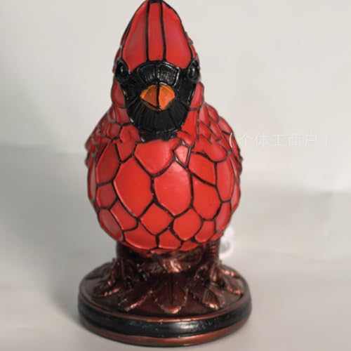 Lámpara de pájaro rojo de resina decorativa para mesita de noche y oficina 2