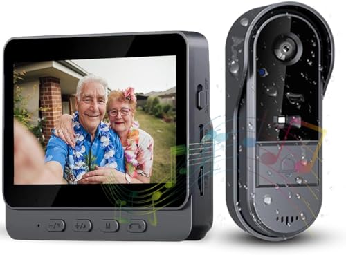 Sonnette sans Fil Exterieur Etanche avec écran IPS de 4.3 1080P Sonnette sans Fil avec Camera IP69 Visiophone Audio Bidirectionnel étanche Caméra HD 170° Interphone...