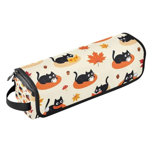 Bolsa organizadora y tapete resistente al calor para herramientas de cabello, gran capacidad, patrón gato negro, para planchas, rizadores, cepillos y accesorios miniatura 1