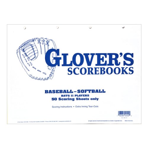 Glover's Scorebooks Baseball/Softball 50 Scoring Sheets...