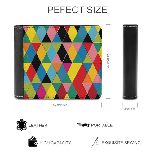 Colorful Harlequin Leather Wallets for Men Bifold Pocket Wallet Casual Slim Wallet2