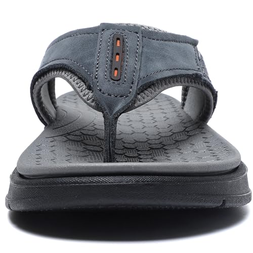 Image of Quickshark Mens Flip Flops Leather Thong Sandals Arch Support Beach Slippers
