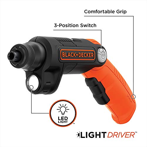 BLACK+DECKER 4V MAX Cordless Screwdriver with LED Light (BDCSFL20C)