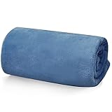 Hansleep 毛布 もうふ ひざ掛け 冬用 ひざかけ 膝掛け ブランケット ハーフケット マイクロファイバー 柔らかく肌触り 暖かい フランネル 洗える 静電防止 四季適用 (70x100,スモッグブルー)