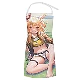 [RFSHOPWF] ウマ娘 ライスシャワー エプロン H型シンプルカフェエプロン おしゃれレディースメンズポケット付き シワになりにくい撥水汚れにくい家庭用ピナフォア 保育士キッチン業務用作業用えぷろん。70cm×84cm