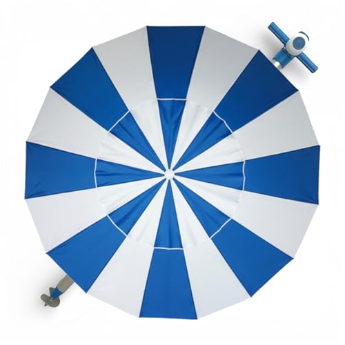 Parasol 240 cm 16 vernis en fibre de verre, tissu polyester avec protection solaire UPF50+ (bloque 99% des rayons UV), parasol de plage/jardin en aluminium de 2,4 m de diamètre.
