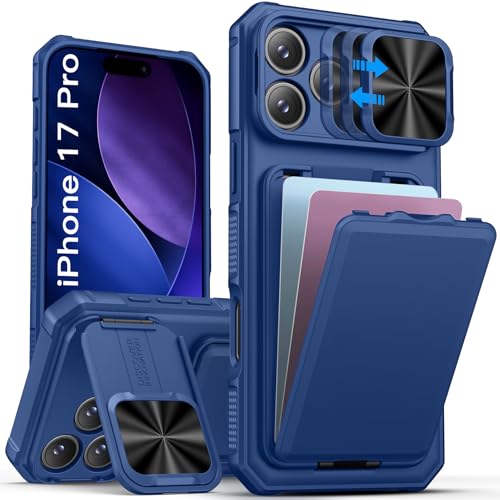 Image of SSLOTSCASE for iPhone 17 Pro Case with Stand & Credit Card Holder, Blue