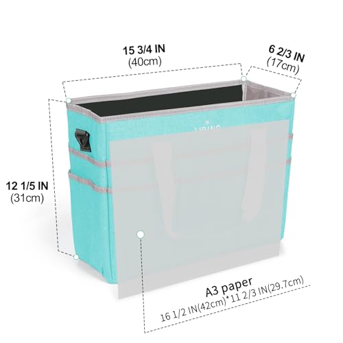 Image of JJRING Craft Organizer Tote Bag, Large Art Storage Caddy with Multiple Pockets, Sky Blue Sewing Bag for Art, Craft, Scrapbooking, School, Medical, and Office Supplies Storage