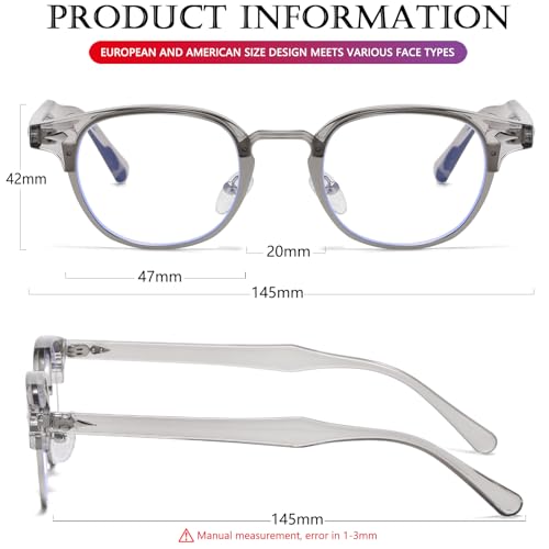 Image of AIEYEZO Retro Blue Light Glasses for Men Women 90s Classic Semi-Rimless Eyeglasses Fashion Cumputer Gaming Glasses