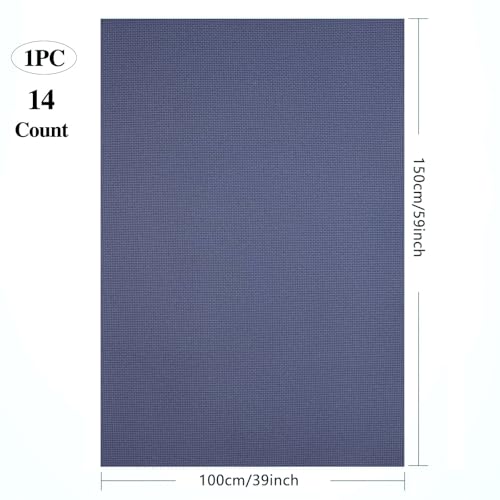 Image of Zhenqing Premium Dark Blue Aida Cloth Cross Stitch Fabric - 14 Count, DarkBlue,39x59inch (100x150 cm) - Cotton for Embroidery & Needlework Projects