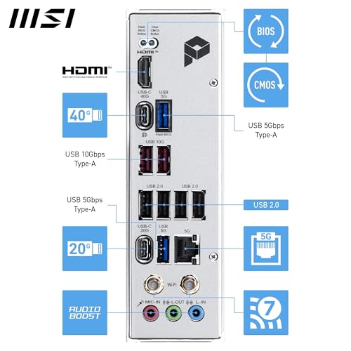 Image of MSI PRO X870E-S EVO WiFi Motherboard, ATX - Supports AMD Ryzen 9000 /8000 / 7000 Processors, AM5-60A SPS VRM, DDR5 Memory Boost (up to 8200+ MT /s OC), PCIe 5.0 x16, M.2 Gen5, Wi-Fi 7, 5G LAN