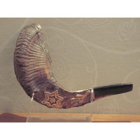 Vintage 48 Cm Christian Star Silver Plated Rams Horn Shofar Judaica Israel Cover