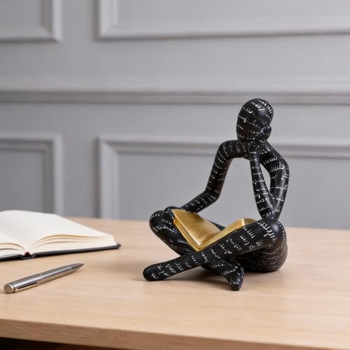 Estatua Negra Moderna de Figura Lectora Abstracta miniatura 6