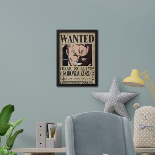 Image of inspire TA RORONOA ZORO Poster One Piece Anime Quotes Painting Wall Frame, Wall Art Laminated Poster With Black Frames (12 X 9 INCH)