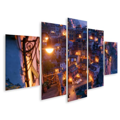 Impression sur toile village côtier islandburner tableau 5 pièces K1