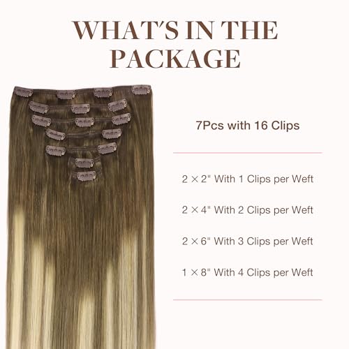 Image of GOO GOO Clip in Hair Extensions Real Human Hair Balayage Remy Extensions