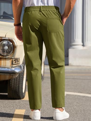 Image of Runcati Mens Stretch Golf Pants Casual Dress Pants Work Trousers | Slim Fit, Quick Dry, Lightweight, Comfy, Slacks, Pockets, Elastic Waist, Tapered, Cropped, 30 inch, 29 inch, Chino
