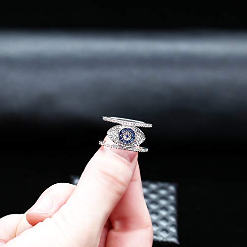 Uloveido Anello Occhio diabolico Tono Argento Art