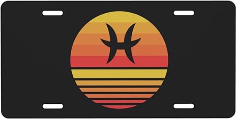 Zodiac Sign Pisces Symbol License Plate Novelty Metal Plate Vanity Tag Aluminum Car Front License Plate Decor 6x12 Inch