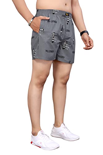 Image of PANTHUSHTI Combo of 2 Pcs Men's Under Pant and Night Wear Use Cotton Woven Printed Above Knee Boxer Shorts for Boy's Underwear Boxer Brief Ultra Soft Boxer