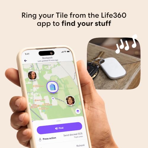 Image of Life360 Tile Pro - Powerful Bluetooth Tracker, Key Finder and Item Locator for Keys, Bags and More. Both iOS and Android Compatible. Phone Finder. 1-Pack (White)