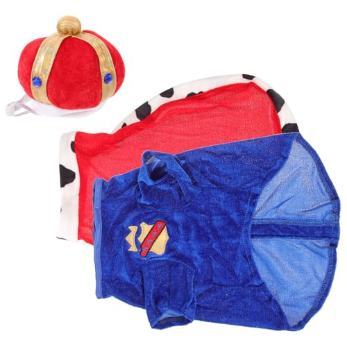 Disfraz corona y capa para perro talla S, tejido suave