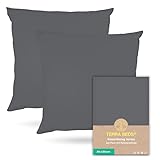 Terra Beds Kissenbezug 80x80 Baumwolle Jersey 160 g/m&sup2; - Kopfkissenbezug 80x80 2er-Set mit Rei&szlig;verschluss, dehnbarem gestricktem Stoff, atmungsaktiv - (Anthrazit Grau)