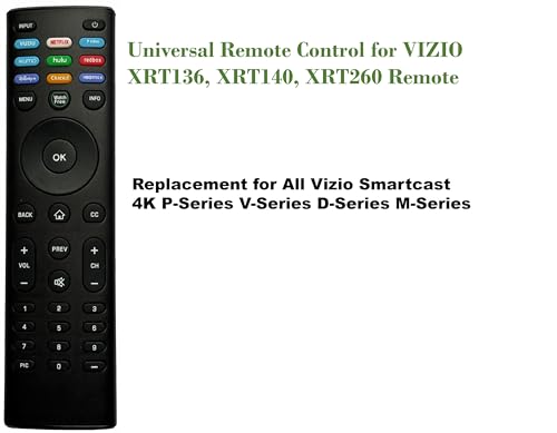 Universal Remote Control for VIZIO Smart TV Remote Replacement XRT136, XRT140, XRT260 Smartcast D-Series E-Series M-Series P/PX-Series V-Series with 10 Shortcut Buttons