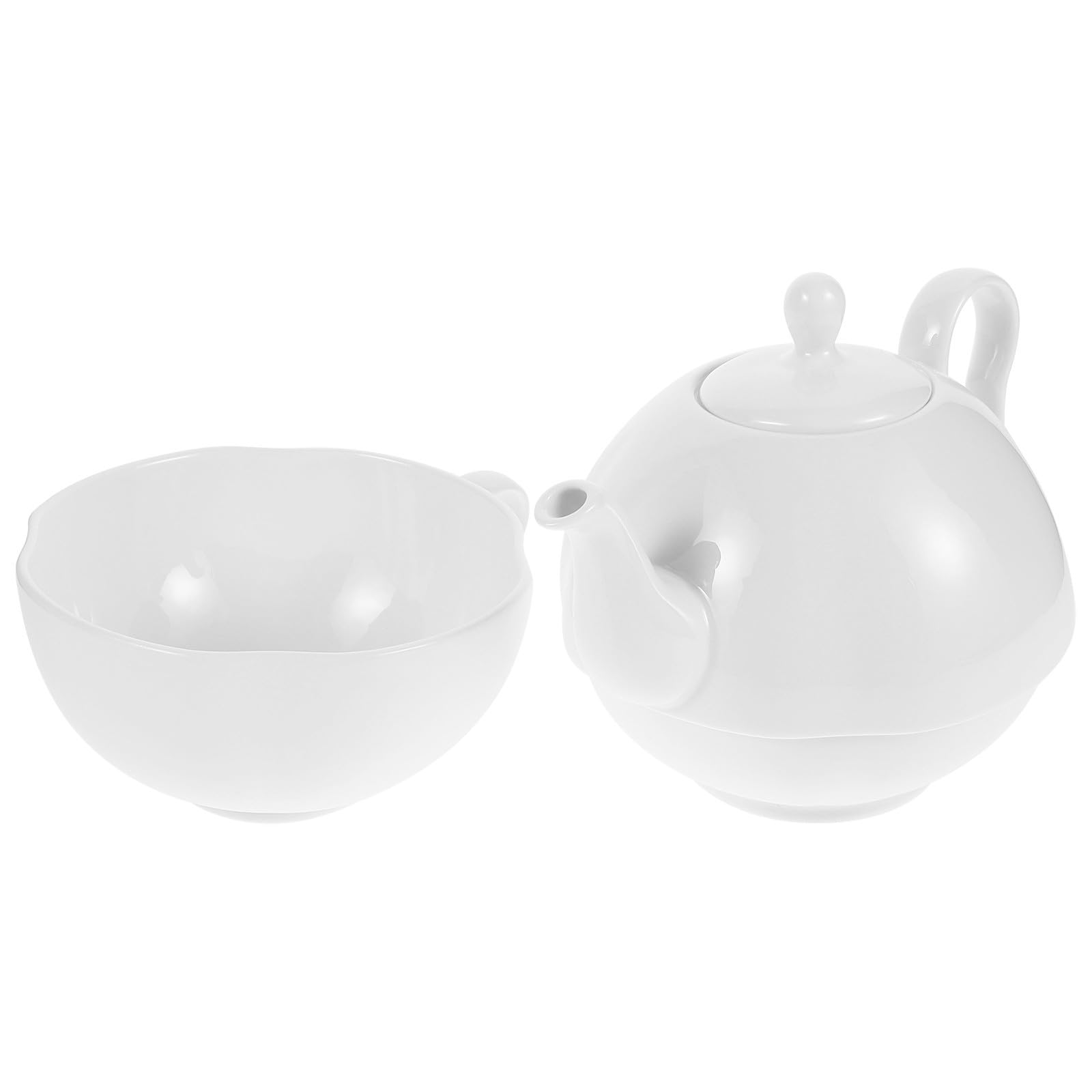 Set tè in Porcellana Fine Bianca da 620ml con Teiera Resistente al Calore e Tazza Elegante per Pomeriggi di tè Raffinati
