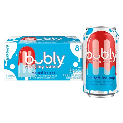 Image of bubly Sparkling Water, Melted Ice Pop, 12 Fl Oz Cans (8 Pack) | Zero Sugar, Zero Calories, Seltzer Water