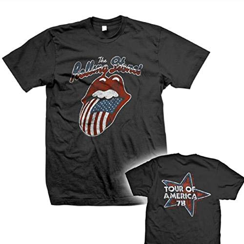 The Rolling Stones Tour of America 78 Black Officiel T-Shirt Hommes Unisexe - Les Beatles, Paul McCartney, John Lennon, RIngo Starr, George Harrison The Rolling Stones Tour of America 78 Black Officiel T-Shirt Hommes Unisexe