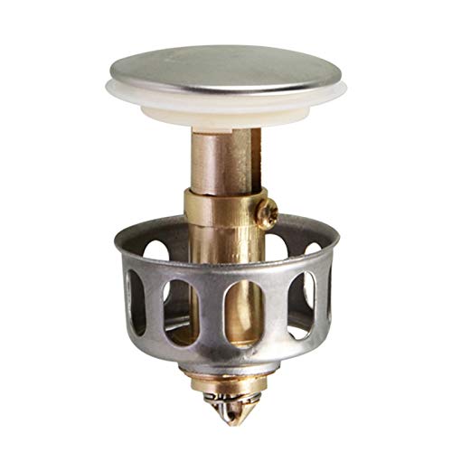 Crazyfly - Filtro de drenaje universal para lavabo, fregadero plegable con tapón de cesta de latón desmontable, núcleo de rebote de acero inoxidable para recipiente de baño