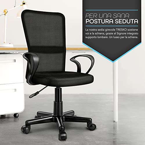 ® Sedia da Ufficio Sedia da scrivania Girevole con braccioli, Regolabile in Altezza, Sedile Imbottito, Sedia ergonomica, pistone Approvato SGS - Sedia gaming - Immagine 6