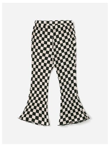 SOLY HUX Toddler Girl's Checkered Flare Leggings High Waisted Bell Bottom Pants Workout Athletic Trousers2