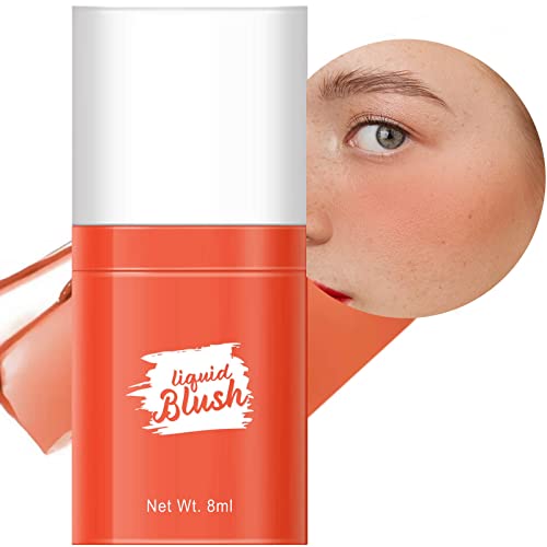 Orange Liquid Blush Makeup, Liquid Blush For Cheeks, Cream Coral Matte Blush Liquid, Natural Looking Waterproof Lightweight Breathable Feel, Sheer Flush Of Color Long-Wearing Dewy Finish 0.27 Fl Oz, Valentines' Day Gifts For Women(01#) #TOP30