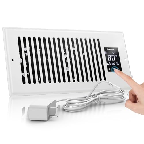PowerScale 4' x 10' Smart Vent Air Booster Register Fan with Humidity Temeperature Sensor Register Fan with LCD Display Touchscreen Ceiling Register Booster for Efficient HVAC Air Boosting