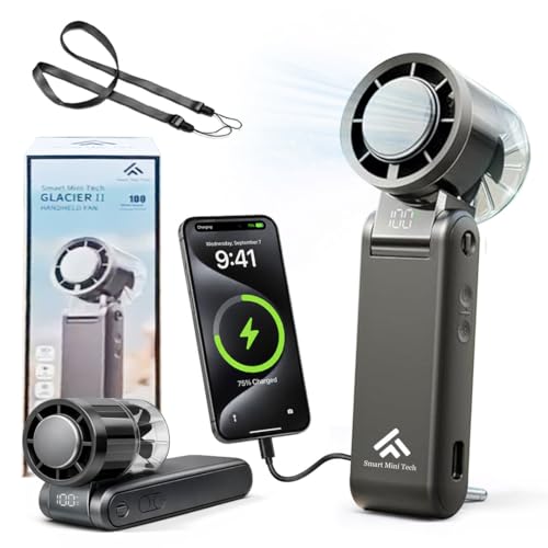 Portable Handheld Fan and Desk Fan with Power Bank Portable Rechargeable Cooling for Travel Essentials and Camping Essentials Gifts for Women for Home Office Indoor and Outdoor Use.