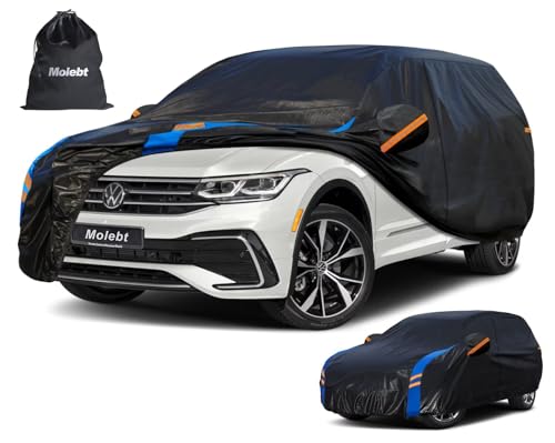 Image of Custom Fit SUV Car Cover for VW Volkswagen Tiguan Allspace LWB (2018-2026), Upgraded Waterproof All Weather Outdoor Auto Cover with Driver Door Zipper & Mirror Pockets, UV /Snow /Dust Protection