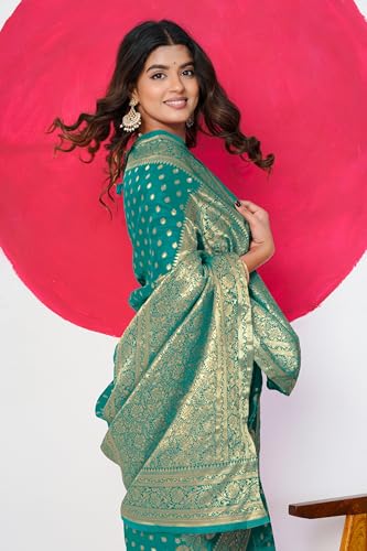 Image of Subham Saree for Woman Silk Cotton Kanjivaram | Soft Daily Wear Golden Zari Sari with Jacquard Blouse Piece