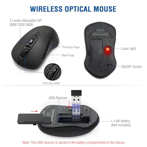 Image of Wireless Keyboard and Mouse Combo, EDJO 2.4G Full-Sized Ergonomic Computer Keyboard with Wrist Rest and 3 Level DPI Adjustable Wireless Mouse for Windows, Mac OS Desktop /Laptop /PC(8 Pack)